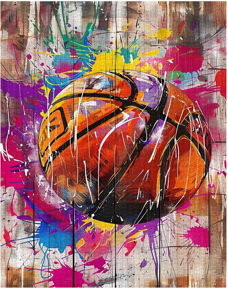 Tucocoo 1000 Piece Jigsaw Puzzles for AdultsSports Graffiti Basketball Jigsaw PuzzlesFunny Ball Sports Graffiti Street Banksy PuzzleChallenging Family Activity Perfect for Game NightsPuzzle Wall Art Decor - Image 2