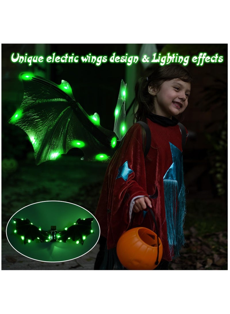 Excefore Electric Dragon Wings Costume for Boys, Green Moving Dargon Wings Halloween Cosplay Dinosaur Costume Light Up Fairy Wings with Lights Music, LED Wings Electric Mechanical Evil Wings for Kids Dress Up - Image 2