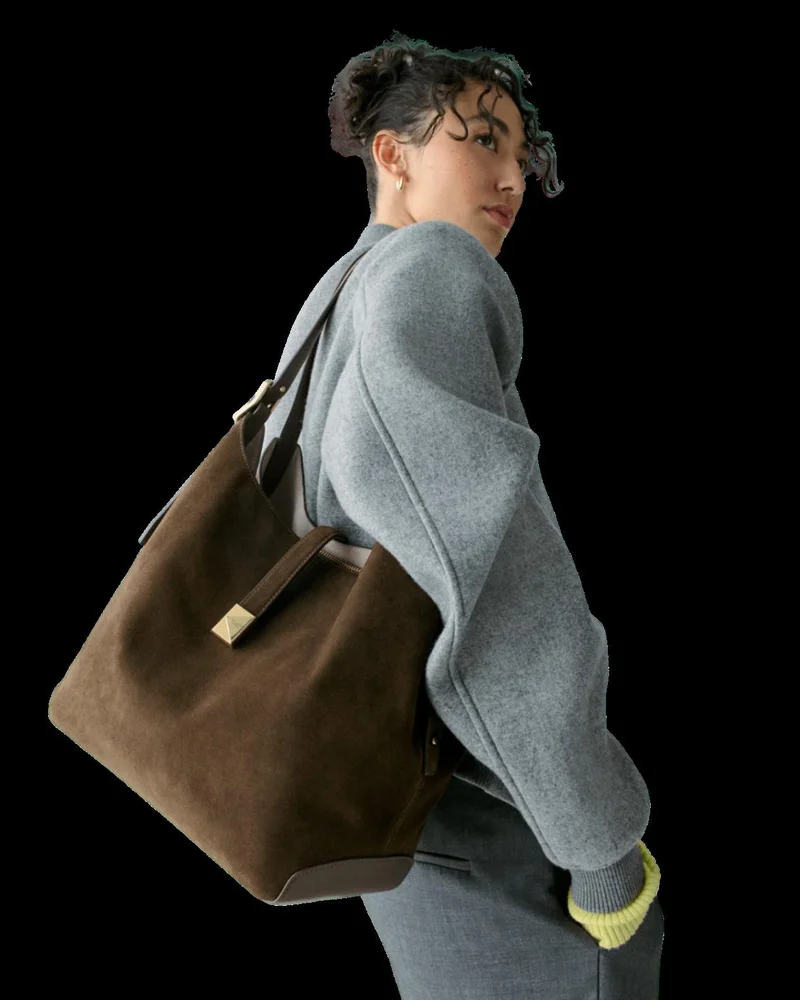 Kate Spade Deco Pebbled Leather And Suede Large Shoulder Bag