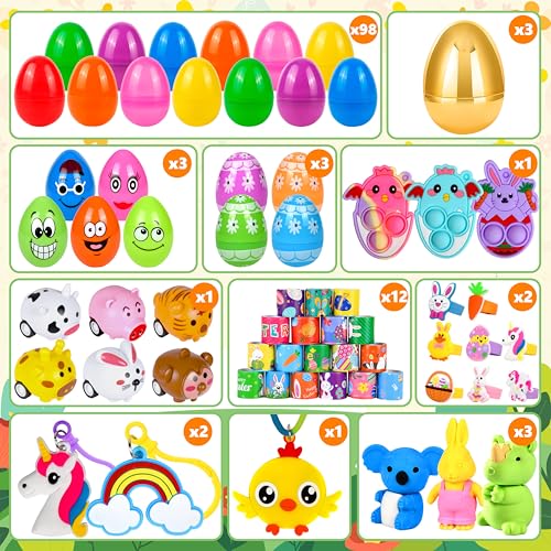OCTERIC 330Pcs Colorful Prefilled Plastic Easter Set 110 Plactic Eggs Filled with 220 Assorted Toys Stickers Party Favors for Kids Boys Girls Toddlers Easter Eggs Hunt Basket Filler Stuffers Supplies - Image 5