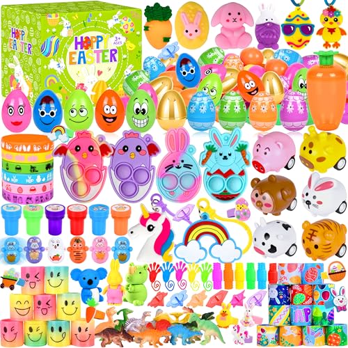 OCTERIC 330Pcs Colorful Prefilled Plastic Easter Set 110 Plactic Eggs Filled with 220 Assorted Toys Stickers Party Favors for Kids Boys Girls Toddlers Easter Eggs Hunt Basket Filler Stuffers Supplies - Image 1