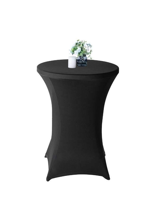Restaurantware Table Tek 36 x 43 Inch Round Table Covers, 10 Washable Spandex Tablecloths - Wrinkle-Free, Durable, Black Polyester Fitted Tablecloths, For Parties, Banquets, or Weddings,  - Image 2