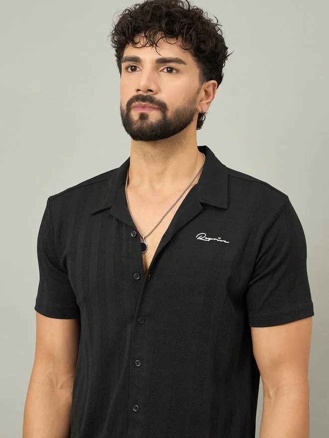 Take Two REPRISE Black Textured Buttoned Shirt