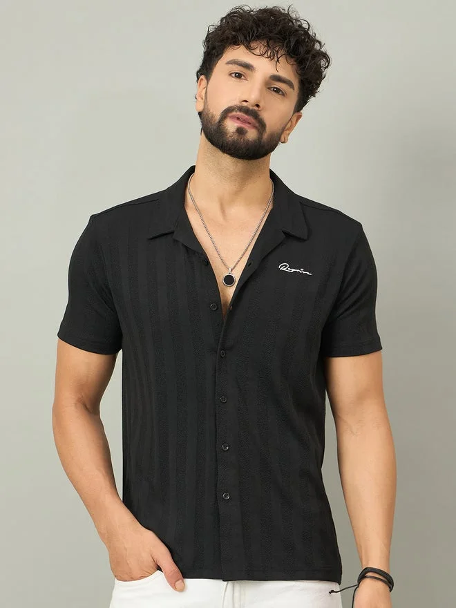 Take Two REPRISE Black Textured Buttoned Shirt