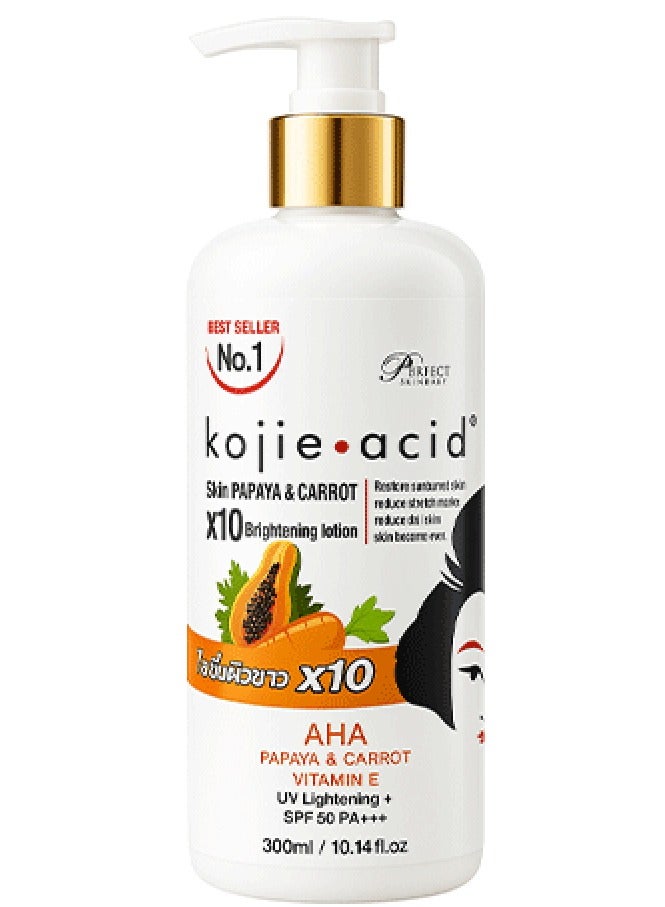Perfect Koji Acid Lotion with Papaya and Carrot x10 for Skin Brightening and Hydration – 300ml - Image 1