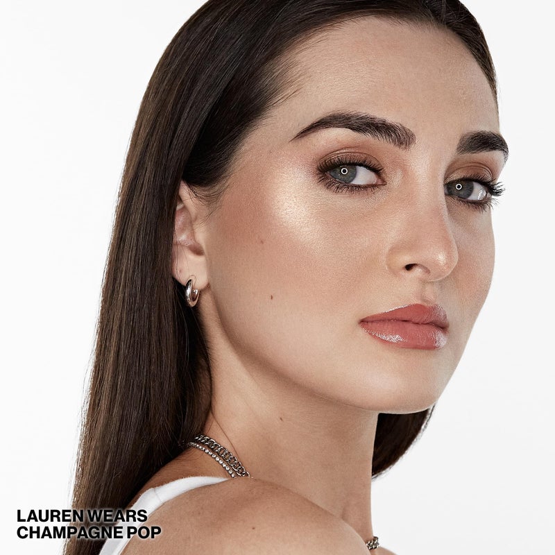 Smashbox X BECCA Shimmering Skin Perfector Pressed Highlighter | Creamy Formula that Melts into Skin for a Natural, Radiant, Glow-Boosting Highlight, 0.09 Ounce, Champagne Pop Mini - Image 2