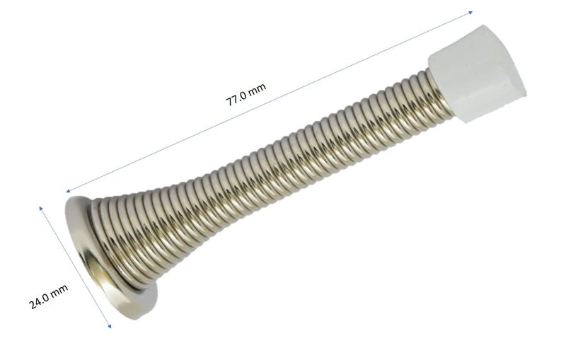 QCAA 'Flexible Spring Door Stop Bumper, 3-1/8", Steel, Brush Nickel, 3 Pack, Made in Taiwan - Image 3