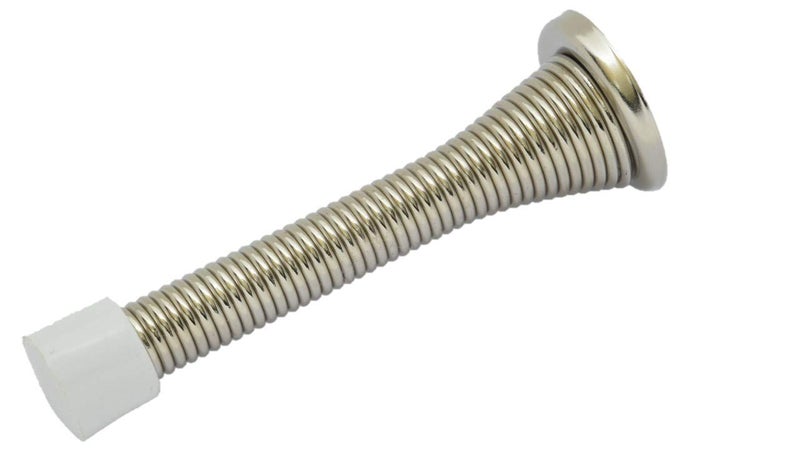QCAA 'Flexible Spring Door Stop Bumper, 3-1/8", Steel, Brush Nickel, 3 Pack, Made in Taiwan - Image 2