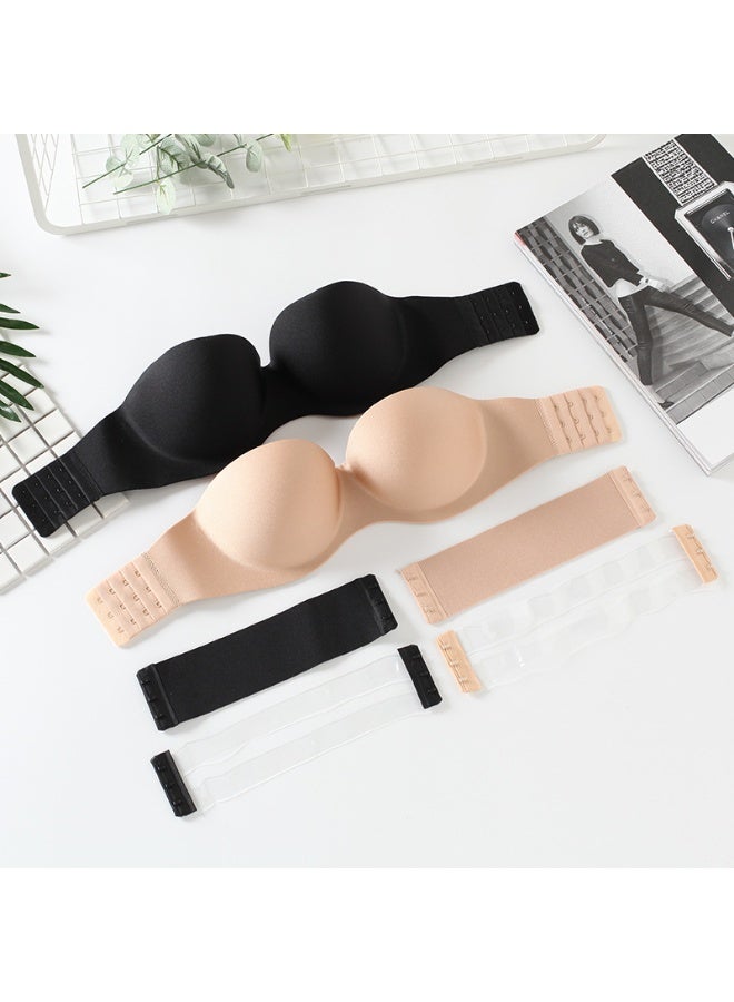 TAPIT Women's Strapless Backless Bra Push-Up Transparent Back Strapless Bra Underwire With Multi Bra Strap (Black) - Image 5