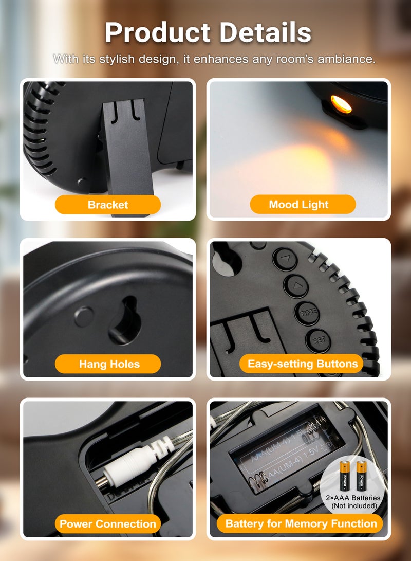 MIXDE Digital Wall Clock, Remote Controll, 2 Alarms, LED Display, Auto DST, Temperature, Night Light for Living Room, Bedroom, Study, Mounted or Stand - Image 4