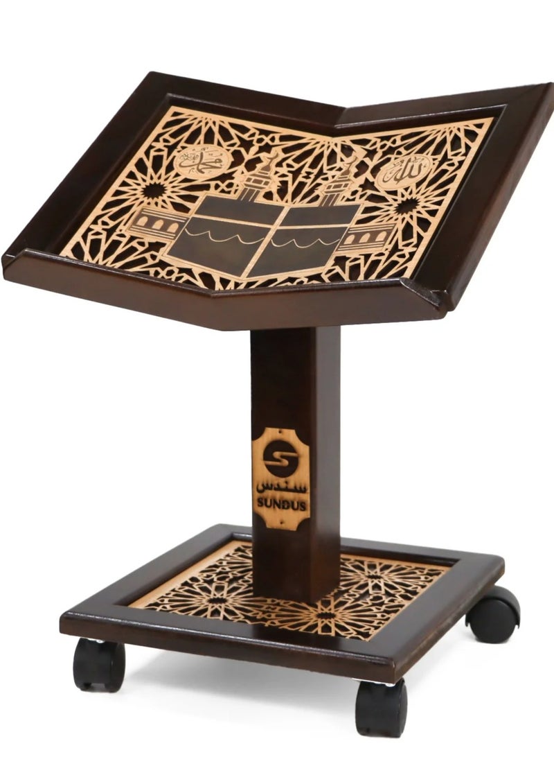 سندس حامل القرآن الكريم حامل قرآن خشبي مزود بعجلات حجم متوسط - Image 4