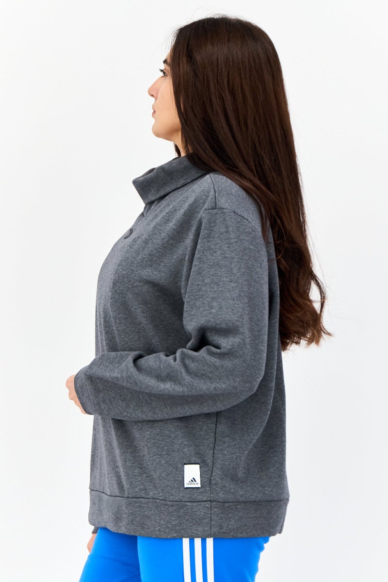 Adidas Women Sportswear Fit Long Sleeve Outdoor Sweatshirt, Dark grey - Image 4