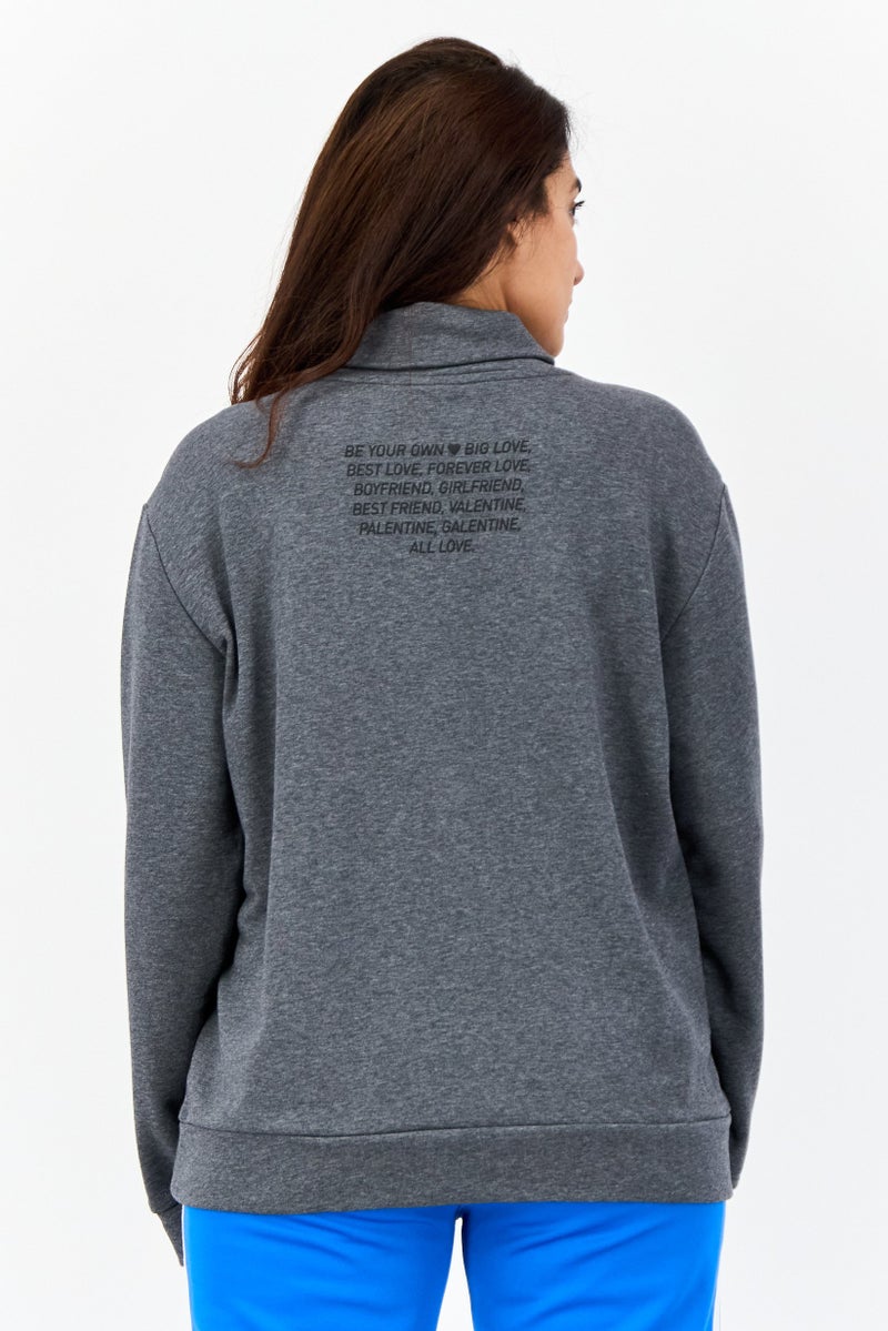 Adidas Women Sportswear Fit Long Sleeve Outdoor Sweatshirt, Dark grey - Image 2