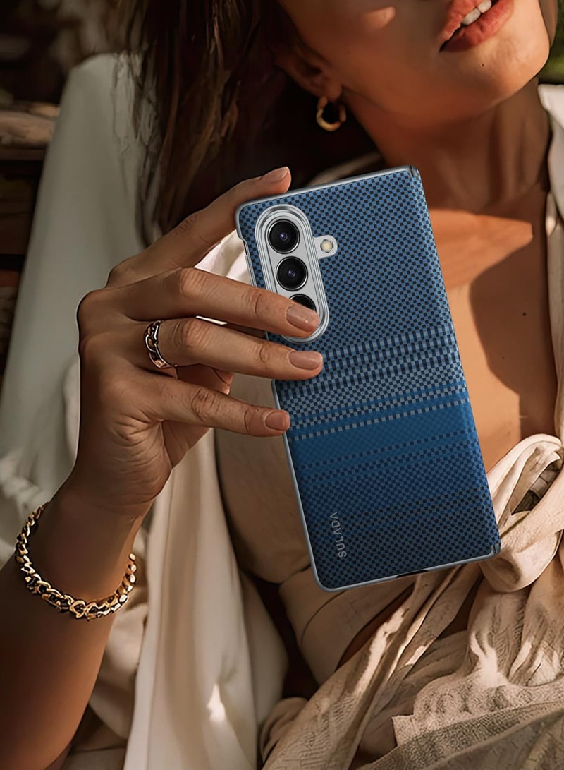 عام غطاء متوافق مع سامسونج جالكسي زد فولد 7 5G - جلد فاخر رفيع جدًا بتصميم ألياف كربونية، غطاء صلب بمفصلة مغناطيسية للشحن اللاسلكي - Image 3