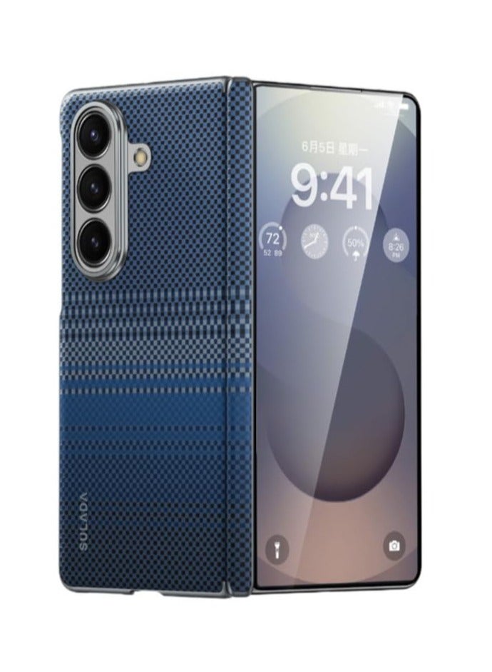 عام غطاء متوافق مع سامسونج جالكسي زد فولد 7 5G - جلد فاخر رفيع جدًا بتصميم ألياف كربونية، غطاء صلب بمفصلة مغناطيسية للشحن اللاسلكي - Image 1