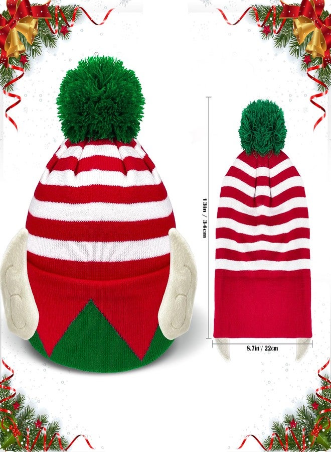 Asekonc Christmas Elf Knitted Hat for Kids Red and White Stripes Beanie Hat Winter Warm Costume New Year's Gifts Home Christmas Party - Image 4
