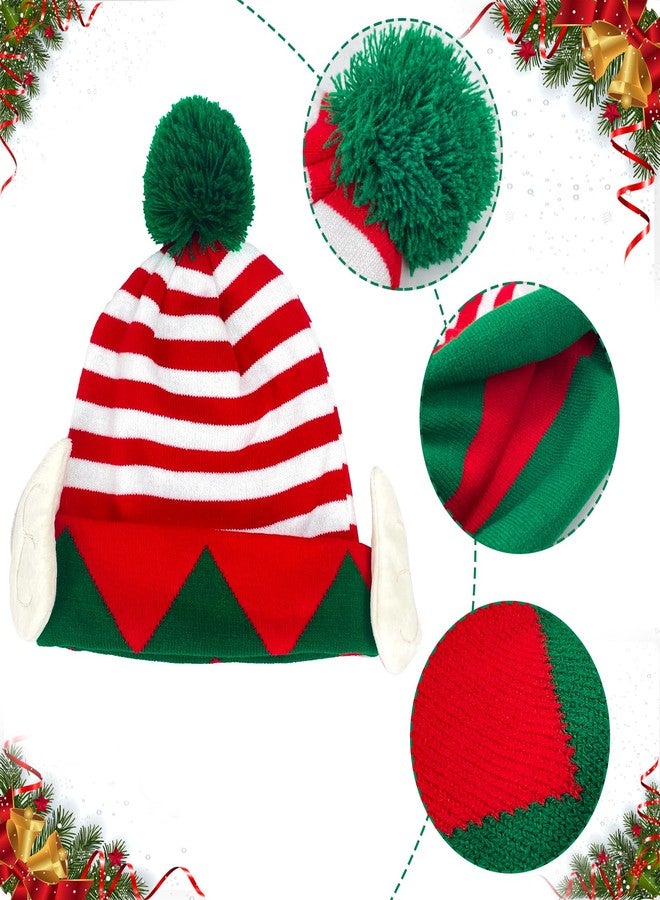 Asekonc Christmas Elf Knitted Hat for Kids Red and White Stripes Beanie Hat Winter Warm Costume New Year's Gifts Home Christmas Party - Image 2