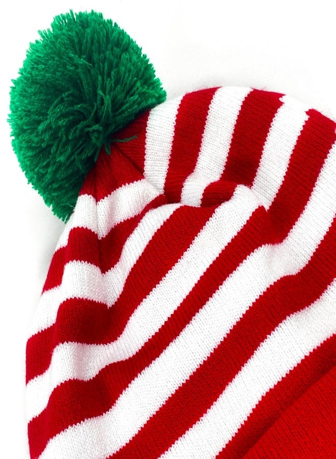 Asekonc Christmas Elf Knitted Hat for Kids Red and White Stripes Beanie Hat Winter Warm Costume New Year's Gifts Home Christmas Party - Image 3