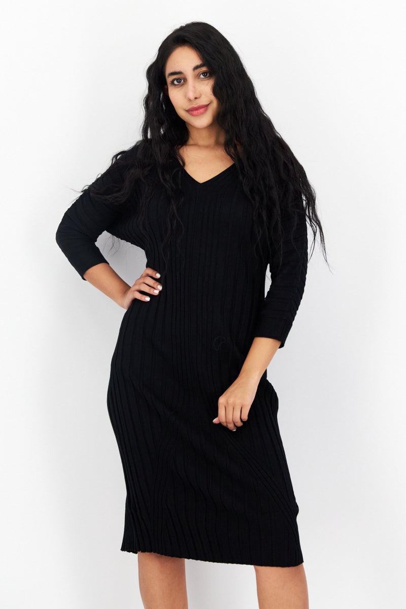 Catherine Malandrino Women Ribbed Sweater Dress, Black - Image 3