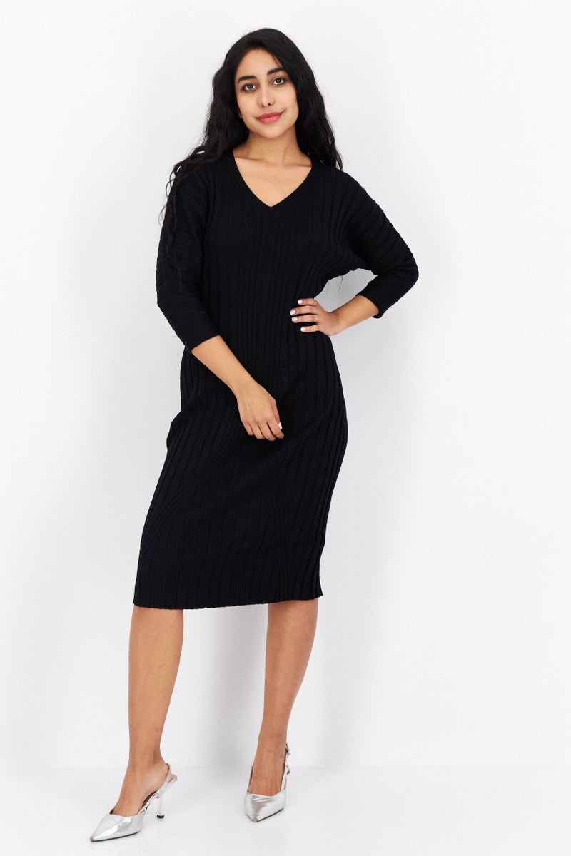 Catherine Malandrino Women Ribbed Sweater Dress, Black - Image 1