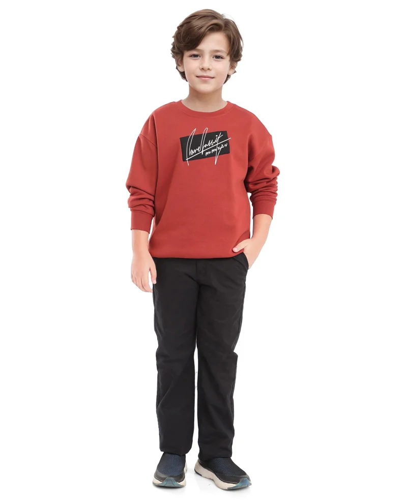 رير ونز Rare Ones Kids Niret Rust Cotton Poly Full Sleeve Embroidered Sweatshirt