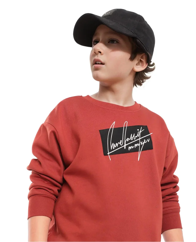رير ونز Rare Ones Kids Niret Rust Cotton Poly Full Sleeve Embroidered Sweatshirt