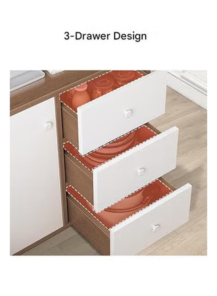 keke Modern Kitchen Pantry Cabinet with Drawers and Drop Down Door for Living Room Dining Room Sideboard - Image 4