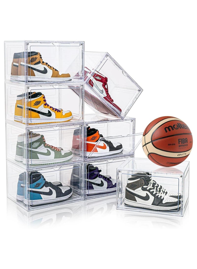 ZIMNEST 8-Piece Shoe Box, Shoe Storage Boxes Clear Plastic Stackable, Shoe Organizer Containers with Lids for Women/Men, Portable Shoe Cabinet Rack 34.5 x 27 x 19 cm - Image 1