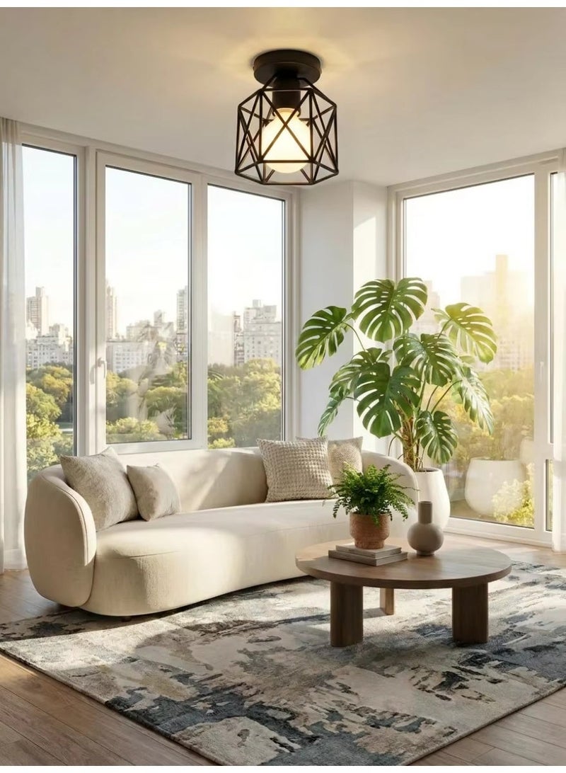 الحياة المريحة مصباح سقف LED حديث من SageLiving مقاس 12 سم - تركيب حديدي هندسي للممر وغرفة المعيشة - مصباح أسود موفر للطاقة (8-15㎡) - Image 1