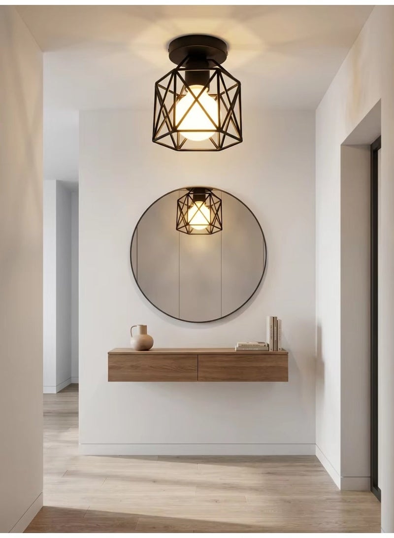 الحياة المريحة مصباح سقف LED حديث من SageLiving مقاس 12 سم - تركيب حديدي هندسي للممر وغرفة المعيشة - مصباح أسود موفر للطاقة (8-15㎡) - Image 3