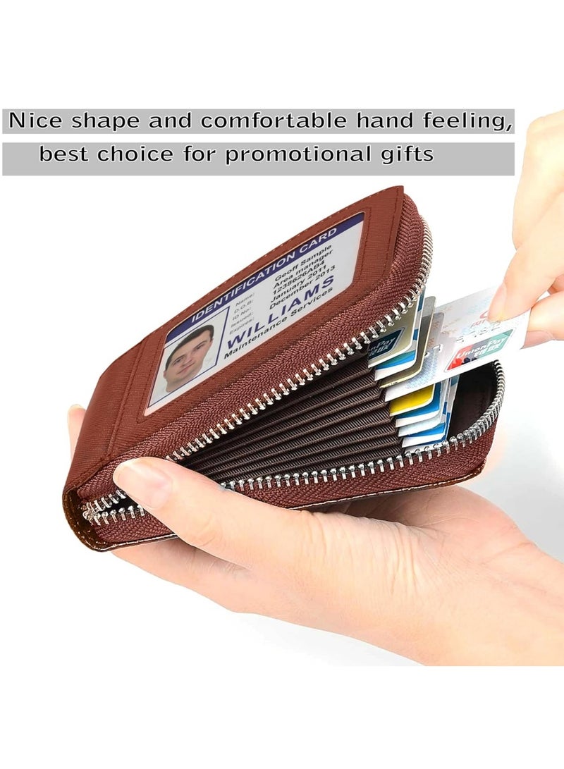 WAOKN Unisex RFID Blocking Zip-Around Card Wallet, Premium Crosshatch PU Leather Accordion Card Holder with 9 Card Slots ID Window & Coin Pocket,  Credit Debit Card Holder Money Wallet for Men Women ,Slim Compact 11x8x2cm Anti-Theft Wallet for Business & Daily Use,BLACK - Image 4