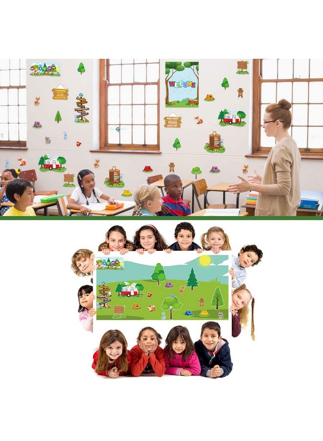 68 Pcs Woodland Bulletin Board Set Camping Bulletin Board Decorations Jungle Animal Tents Cutouts Camping Forest Theme Classroom Bulletin Board Welcome Sign For Back To School Home Teacher Supplies