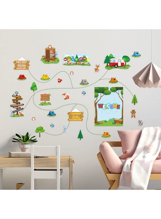 68 Pcs Woodland Bulletin Board Set Camping Bulletin Board Decorations Jungle Animal Tents Cutouts Camping Forest Theme Classroom Bulletin Board Welcome Sign For Back To School Home Teacher Supplies
