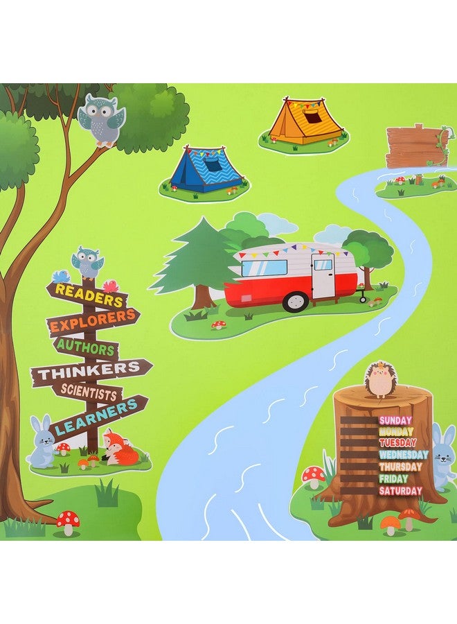 68 Pcs Woodland Bulletin Board Set Camping Bulletin Board Decorations Jungle Animal Tents Cutouts Camping Forest Theme Classroom Bulletin Board Welcome Sign For Back To School Home Teacher Supplies