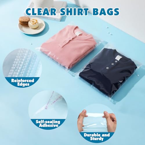NUITPY 75 Pcs Clear Cellophane Bags, 12x16 Inch Resealable Poly Bag, Self Sealing Shirt Bags, Clear Bag for Clothes, magazine, postcard - Image 3
