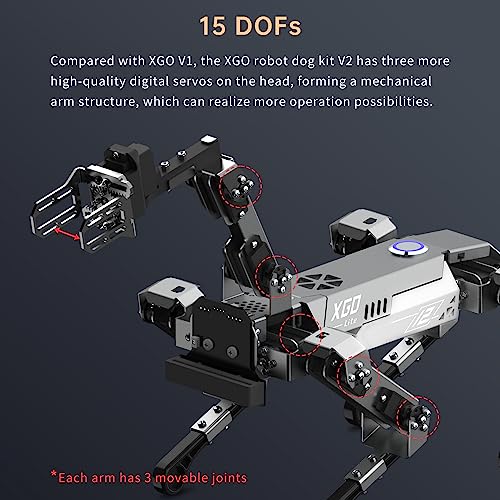 EF ELECFREAKS ELECFREAKS microbit Robotic Dog Xgo V2 Kit, 15 Movable Joint DIY Programmable Full Metal Bionic Robot Kit, STEM Educational Project for Open Source Hardware(Without Micro:bit) - Image 2