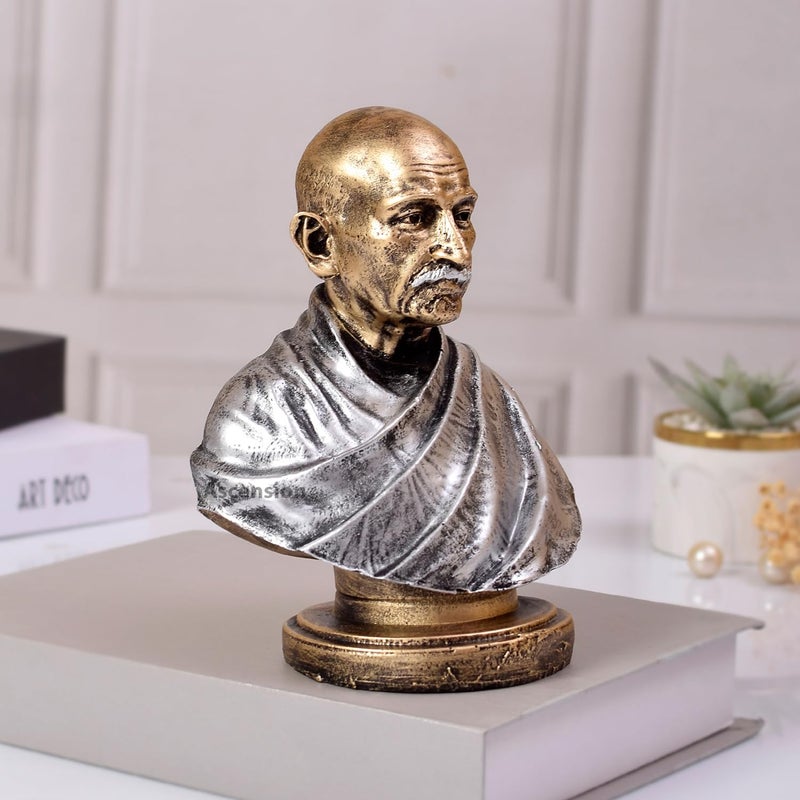 ascension Mahatma Gandhi Statue Mahatma Gandhi Father of Nation India Statue Handpainted Decorative Showpiece Mahatma Gandhi Sculpture for Republic Day Decoration Silver - Image 3