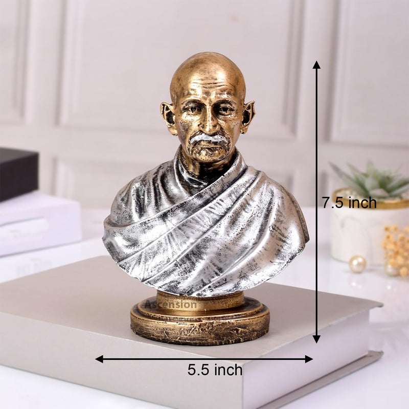 ascension Mahatma Gandhi Statue Mahatma Gandhi Father of Nation India Statue Handpainted Decorative Showpiece Mahatma Gandhi Sculpture for Republic Day Decoration Silver - Image 4