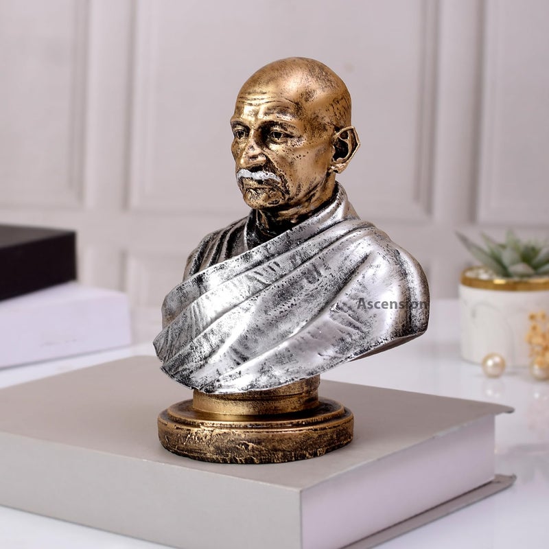 ascension Mahatma Gandhi Statue Mahatma Gandhi Father of Nation India Statue Handpainted Decorative Showpiece Mahatma Gandhi Sculpture for Republic Day Decoration Silver - Image 2