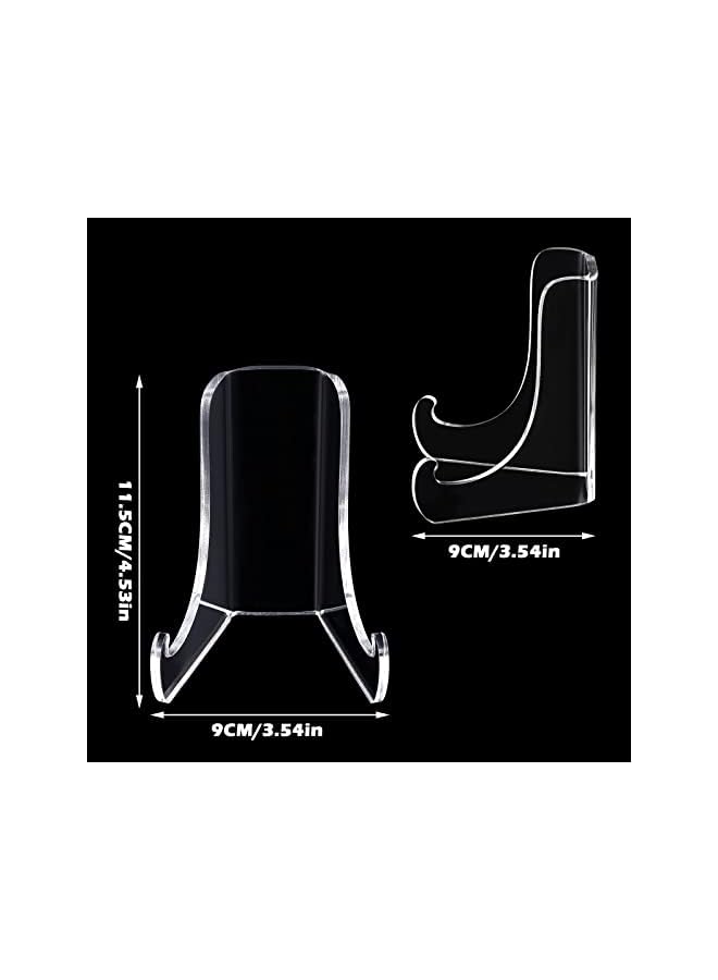 The Bros 2 Pieces Acrylic Plate Stands Clear Acrylic Easels Display Stands with Deep Support Shelves for Display Card Holder Photos Book Picture Table Top Holder Home Decors (3.5 x 3.5 x 4.5 Inch)  - Image 3