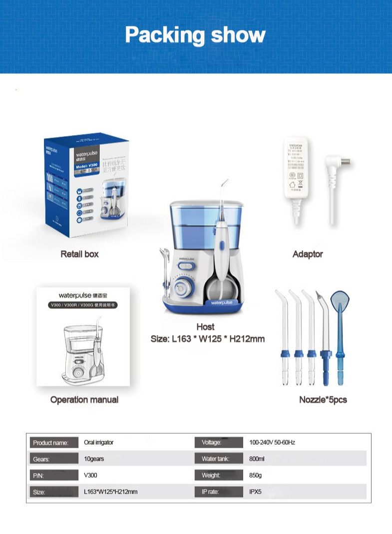 waterpluse Electric Toothbrush Dental Floss Cleaning Teeth Whitener Dentistry Product Oral Irrigator Water Flosser Jet Whitening Instrument - Image 2