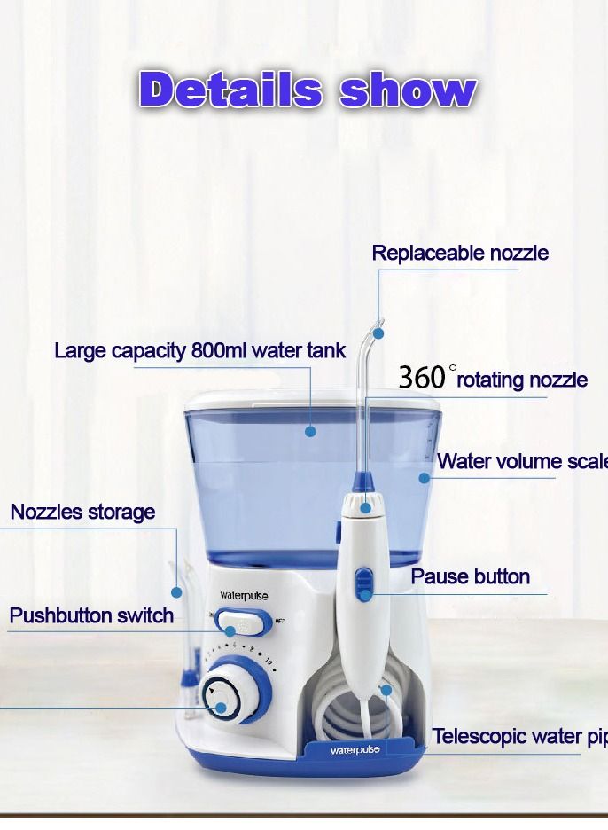 waterpluse Electric Toothbrush Dental Floss Cleaning Teeth Whitener Dentistry Product Oral Irrigator Water Flosser Jet Whitening Instrument - Image 1