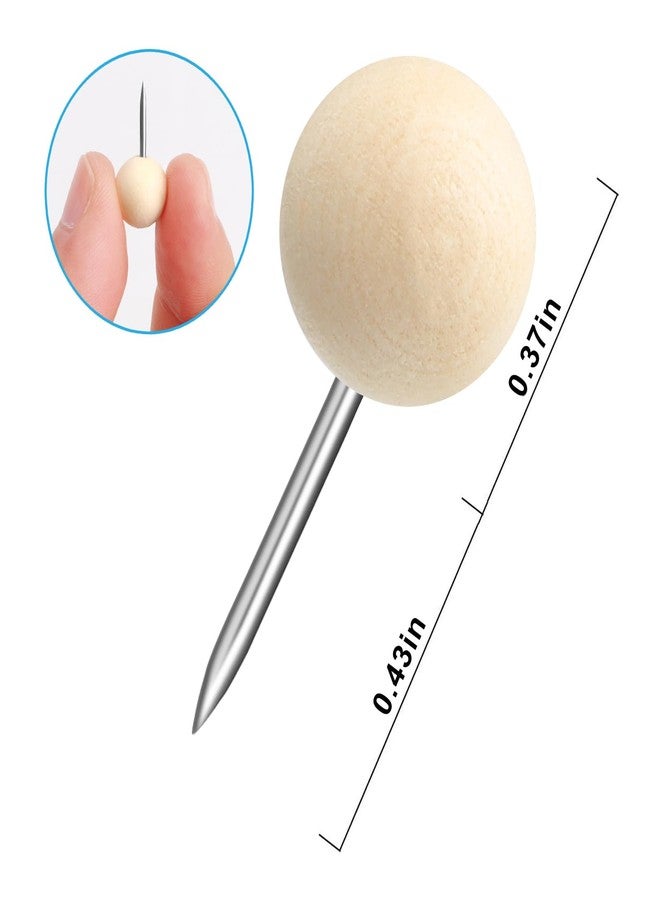 Yalis Wood Push Pins 120 Pcs,Decorative Wooden Thumb Tacks for Corkboard and Bulletin Board (120 pcs Map Tacks) - Image 3