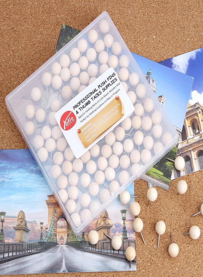 Yalis Wood Push Pins 120 Pcs,Decorative Wooden Thumb Tacks for Corkboard and Bulletin Board (120 pcs Map Tacks) - Image 4