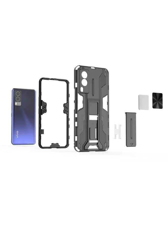 erorex Case For vivo V21e 5G Supersonic PC + TPU Shock-proof Protective Case with Holder - Image 3