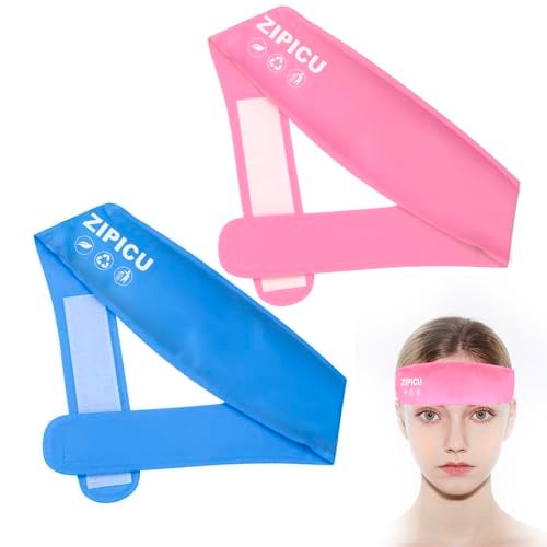 ZIPICU 2pcs Migraine Headache HeadbandSmall Portable Gel Ice Pack Head StrapSoothing Ice Packs Head Face Cold Compress for Tension Stress Hangove - Image 2