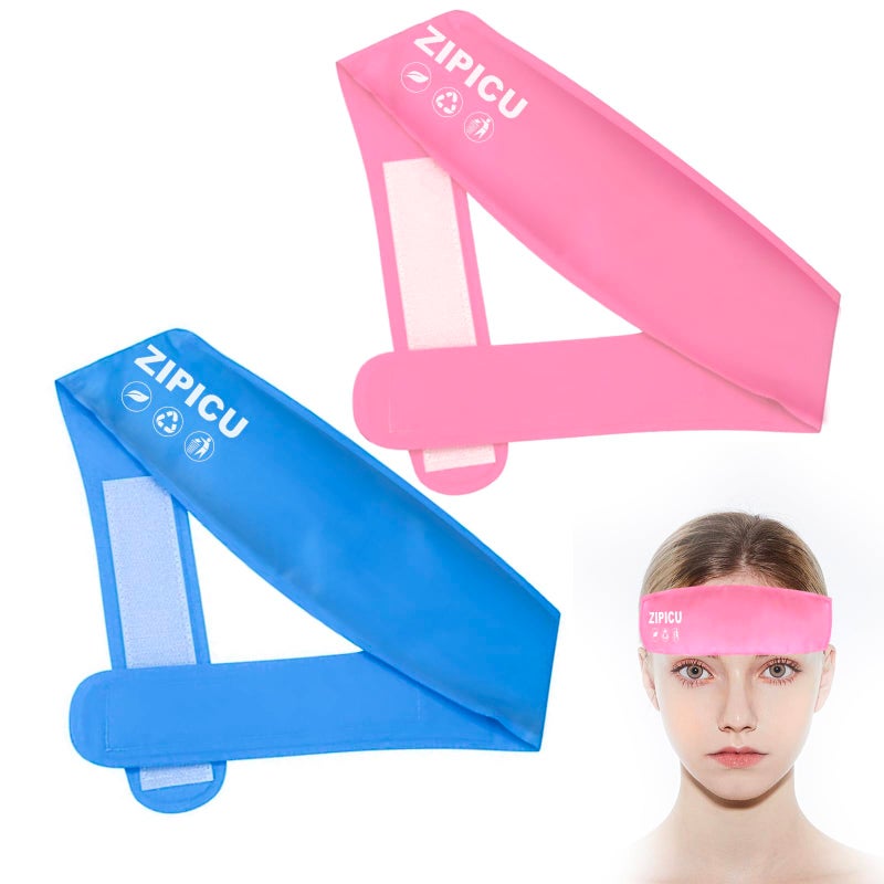 ZIPICU 2pcs Migraine Headache HeadbandSmall Portable Gel Ice Pack Head StrapSoothing Ice Packs Head Face Cold Compress for Tension Stress Hangove - Image 3