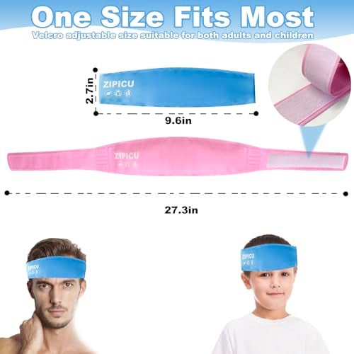 ZIPICU 2pcs Migraine Headache HeadbandSmall Portable Gel Ice Pack Head StrapSoothing Ice Packs Head Face Cold Compress for Tension Stress Hangove - Image 5
