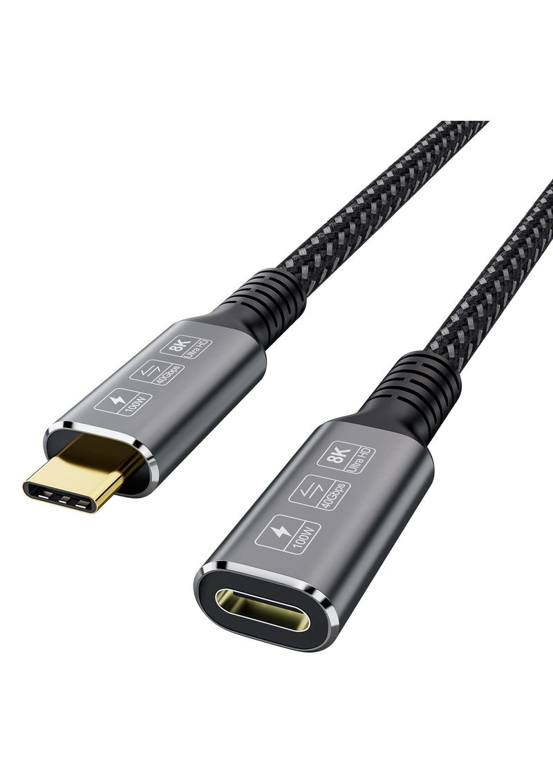 SYOSI - USB4 8K 0.8M Cable for Thunderbolt 4 Compatible USB 4 Type-c Male to Female Extension Cable Ultra HD 8K@60Hz 100W Charging 40Gbps Data Transfer Compatible with External SSD eGPU USB-C Docking - Image 1