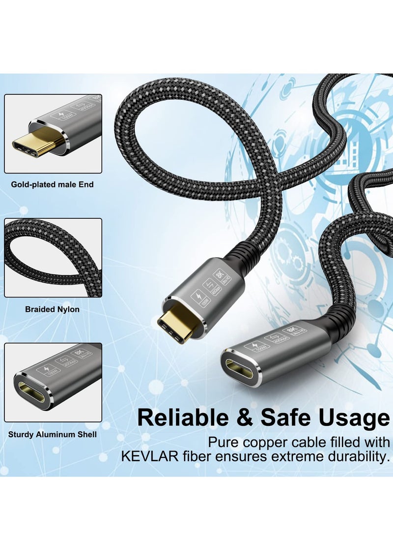 SYOSI - USB4 8K 0.8M Cable for Thunderbolt 4 Compatible USB 4 Type-c Male to Female Extension Cable Ultra HD 8K@60Hz 100W Charging 40Gbps Data Transfer Compatible with External SSD eGPU USB-C Docking - Image 1